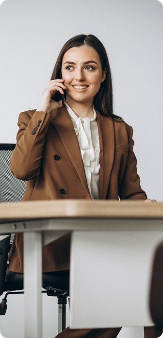 A professional female on the phone